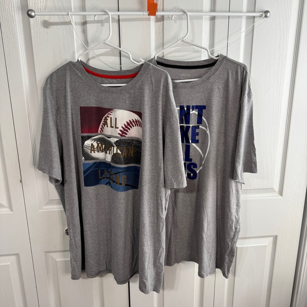BCG Lot Of 2 Gray Sporty Graphic Print Short Sleeve Tees Men's Size 3XL Baseball